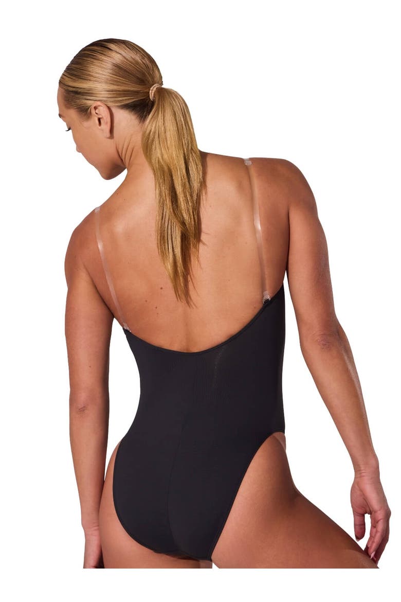 Camisole Leotard w/ Clear Transition Straps, Alternate, color, black