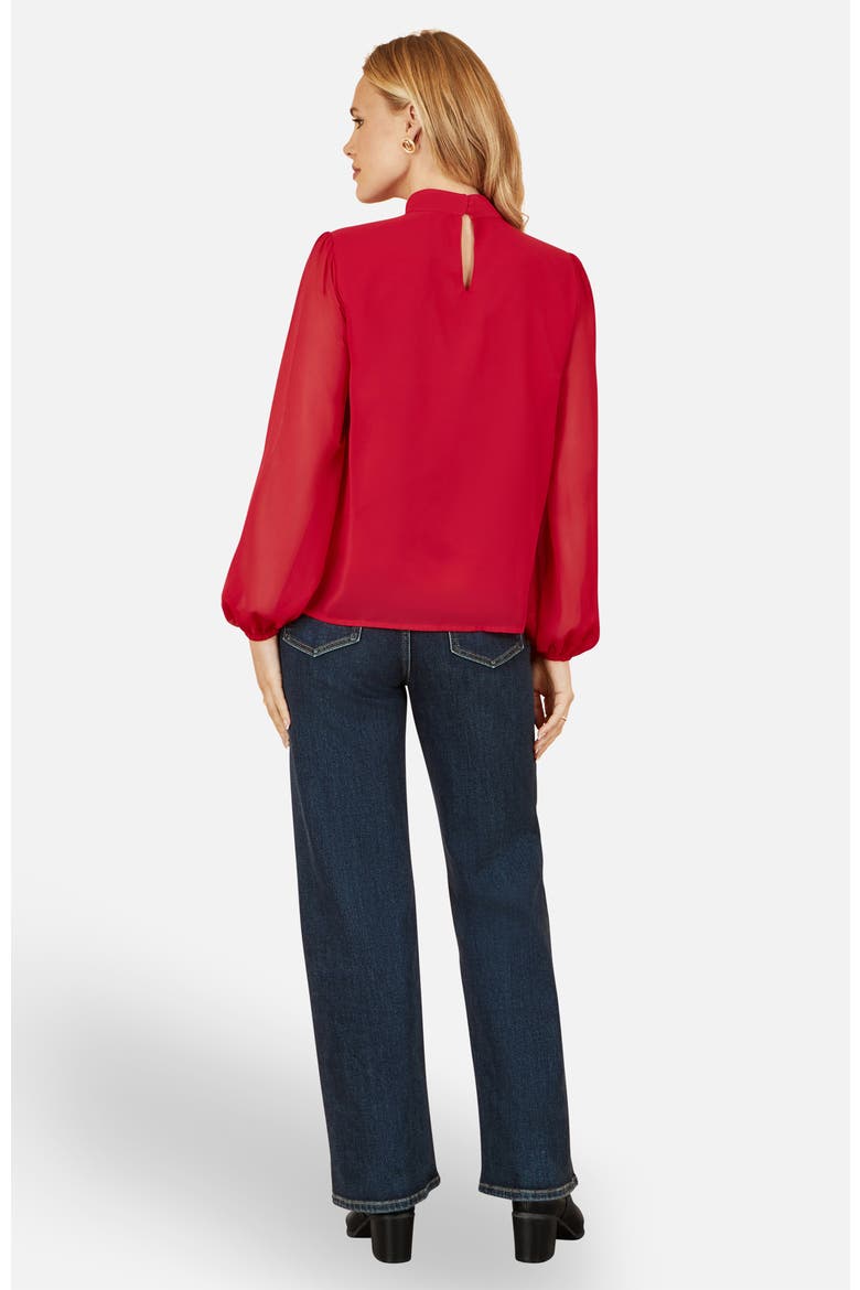 Pleated Long Sleeve Top, Alternate, color, Red