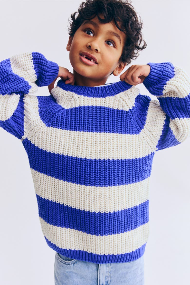 Rib-knit Cotton Jumper, Alternate, color, Blue/white