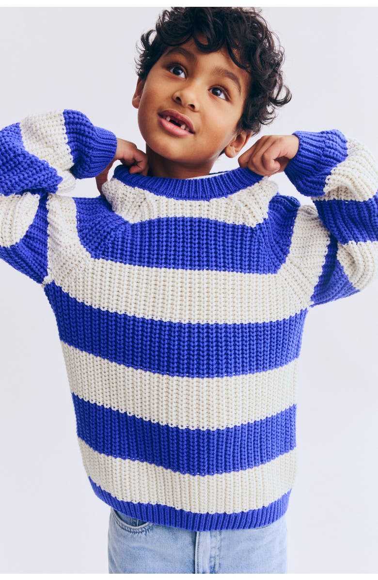H&M Rib-knit Cotton Jumper, Alternate, color, Blue/White