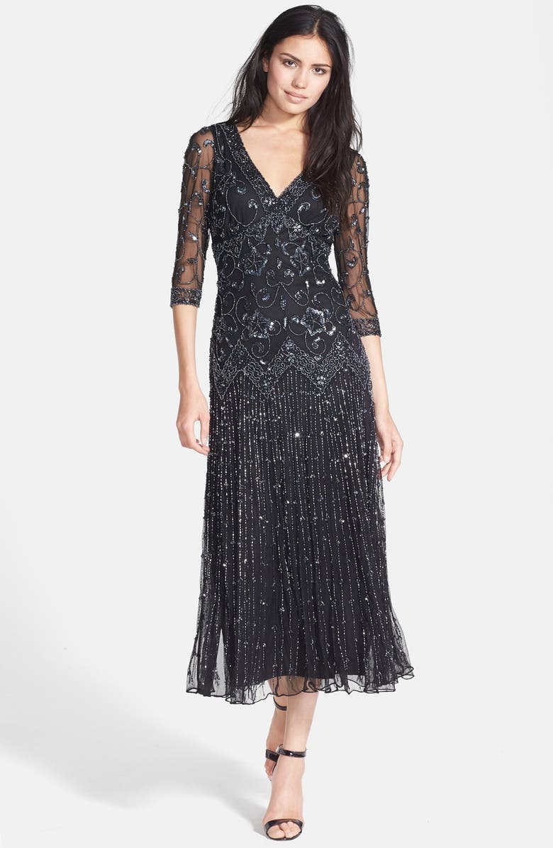Pisarro Nights Beaded Mesh Dress, Main, color, 