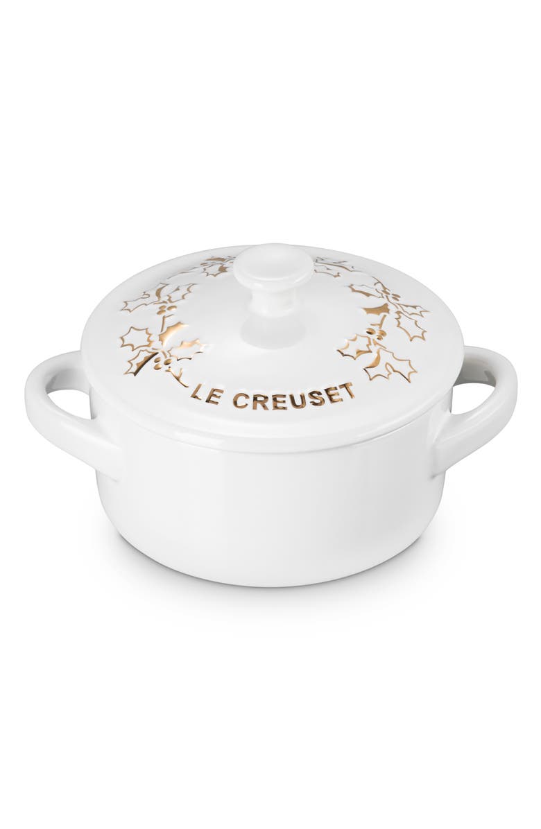 Le Creuset Holly Collection Mini Round Cocotte, Alternate, color, White