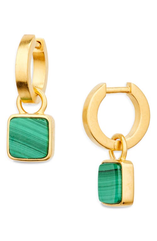 Missoma X Lucy Williams 18k Gold Vermeil Malachite Charm Huggie Hoop Earrings In Gold