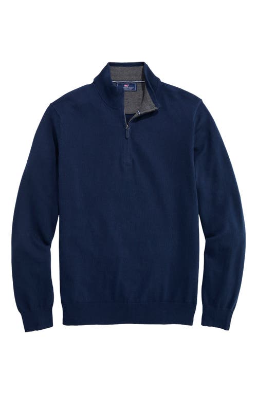 Vineyard Vines Boathouse Quarter Zip Sweater In Blue