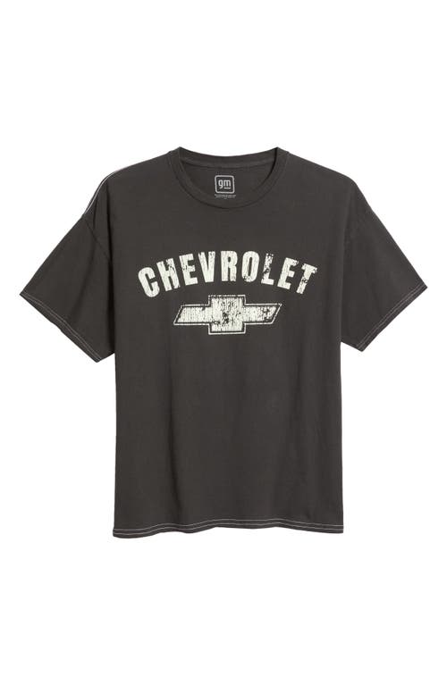 Shop Goodie Two Sleeves Chevrolet Cotton Graphic T-shirt In Black Pigment Dye