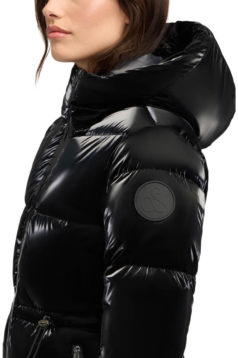 Enola Water Repellent Channel Quilted Down Jacket, Alternate, color, BLACK