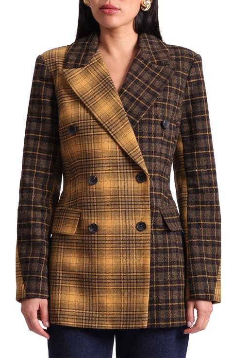 Mixed Plaid Fitted Jacket