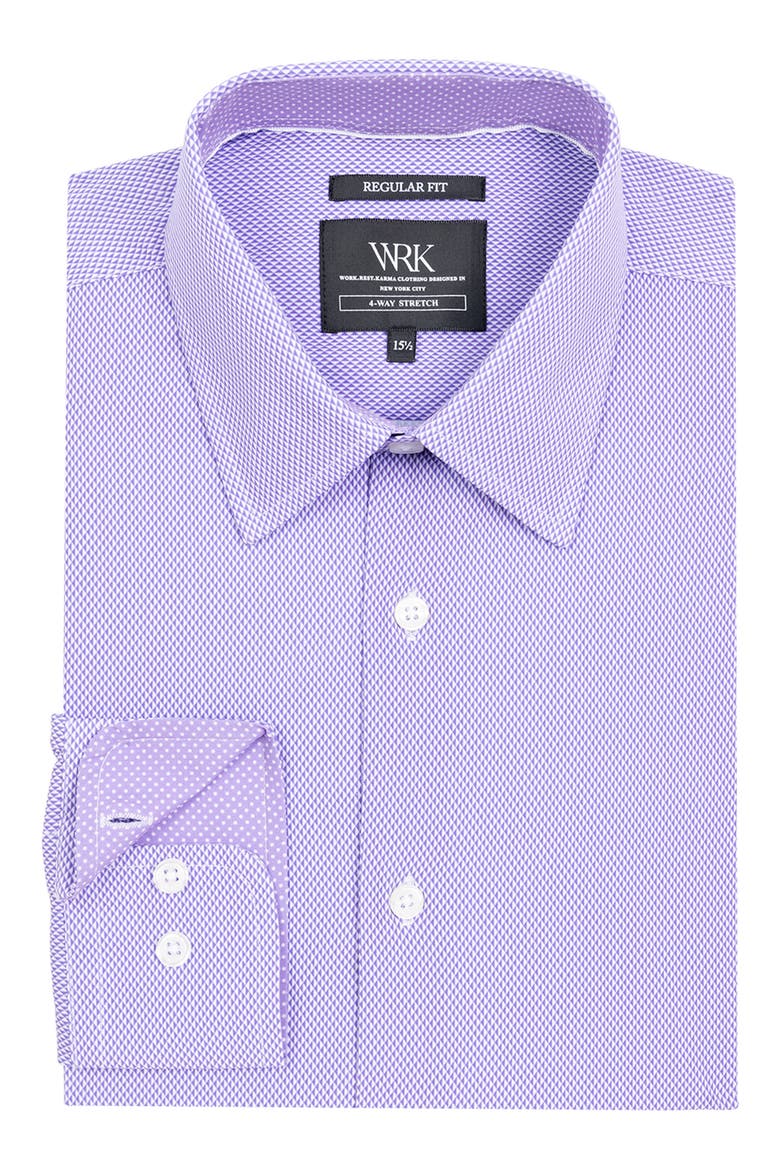 Regular Fit Geometric Print Performance Dress Shirt, Alternate, color, VIOLET
