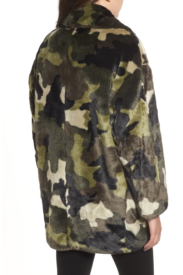 Camo Print Faux Fur Coat, Alternate, color, CAMO