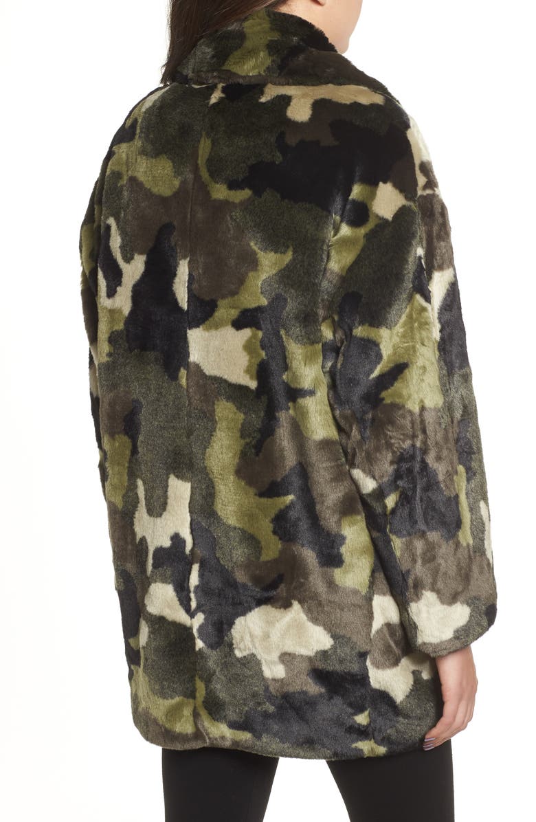NVLT Camo Print Faux Fur Coat, Alternate, color, 