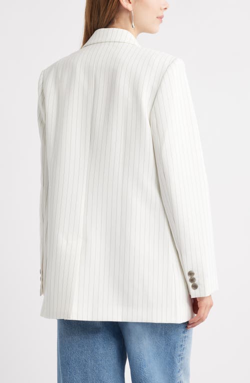 Open Edit The Icon Blazer In Ivory - Grey Celeste Pinstripe