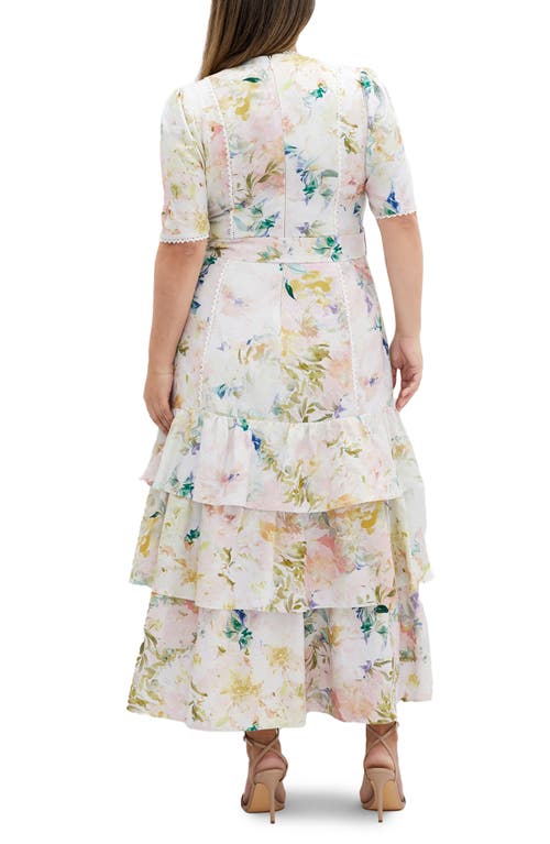 City Chic Garden Of Love Tiered Maxi Dress In Garden Of Love