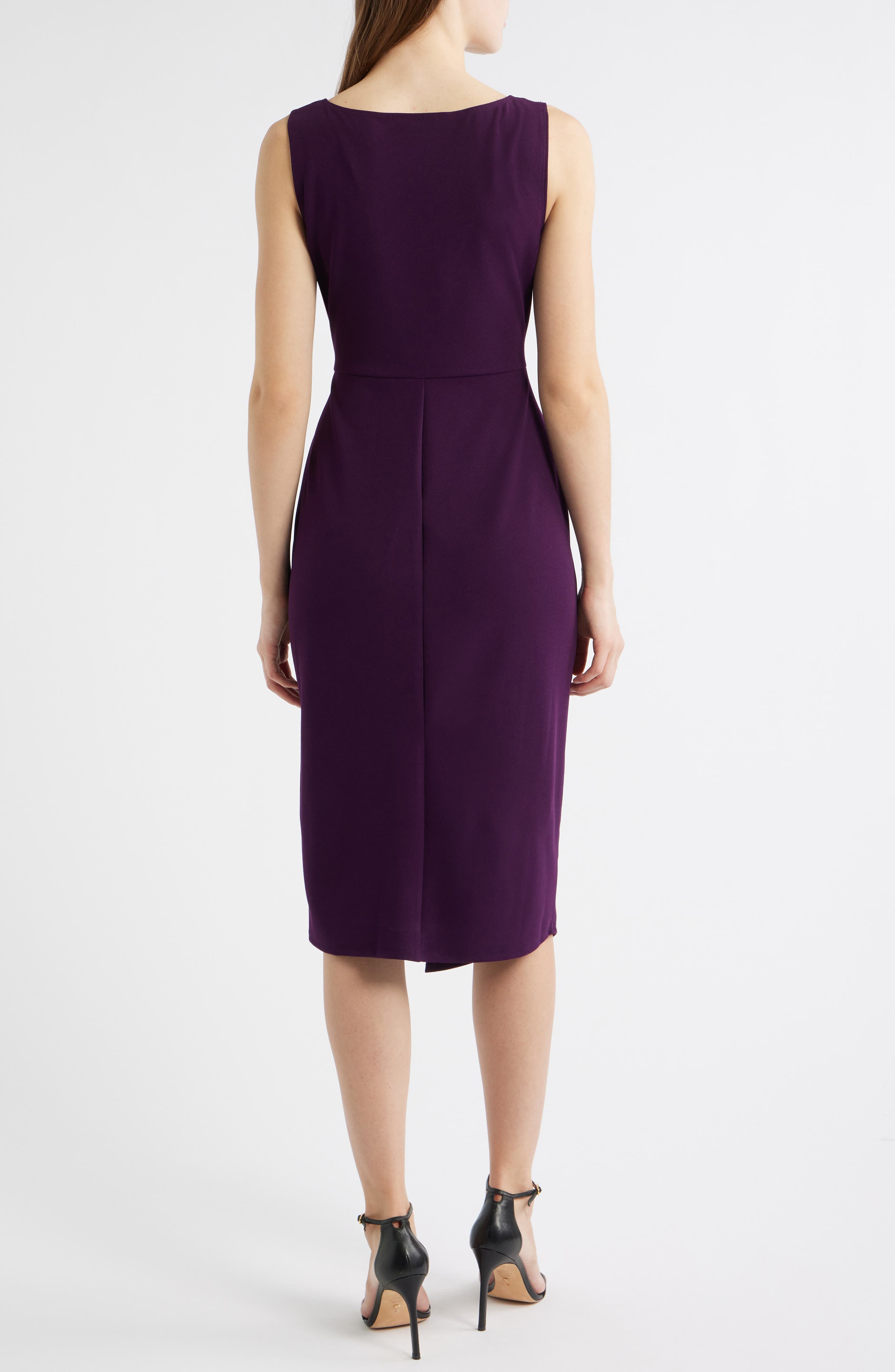 Side Knot Sleeveless Sheath Midi Dress - image 4