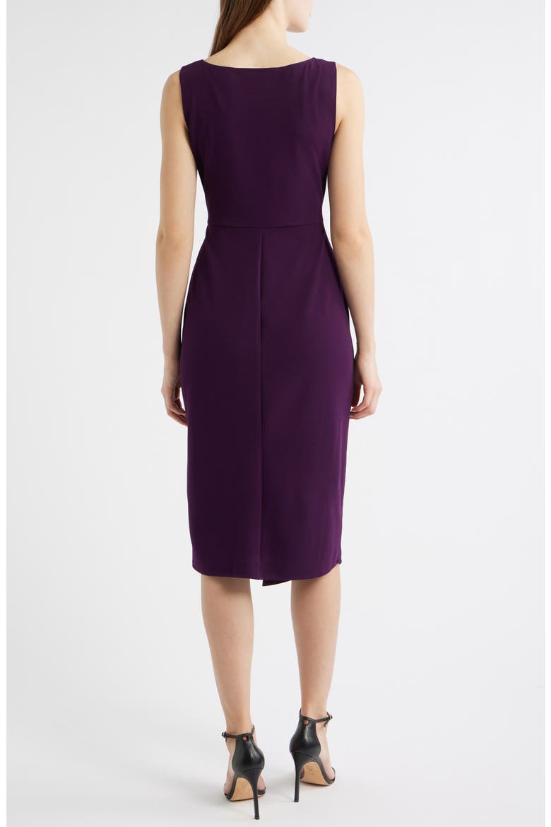 Side Knot Sleeveless Sheath Midi Dress, Alternate, color, AUBERGINE