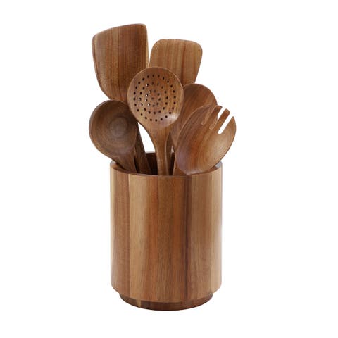 7 Piece Acacia Wood Kitchen Cooking Utensil Set