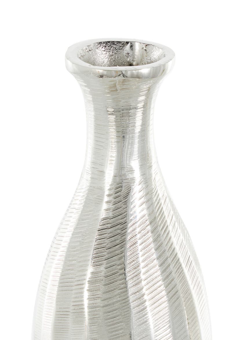 Set of 2 Tall Metal Vases, Alternate, color, SILVER