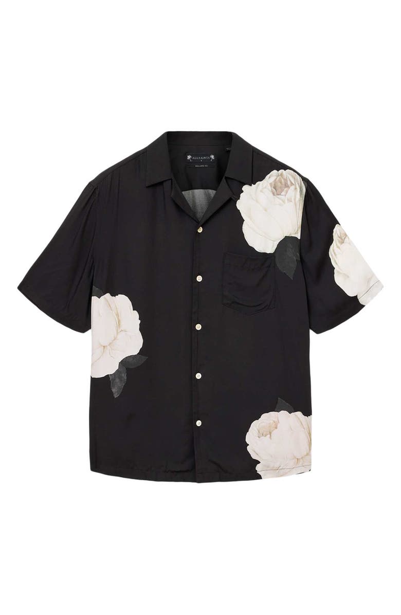 AllSaints Alberic Camp Shirt, Alternate, color, Jet Black
