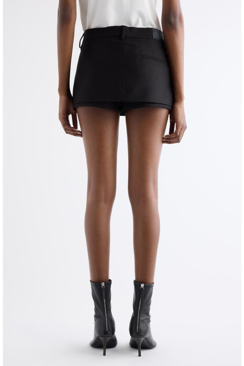 Ikka Layered Pleated Organic Cotton Sateen Miniskirt, Alternate, color, BLACK