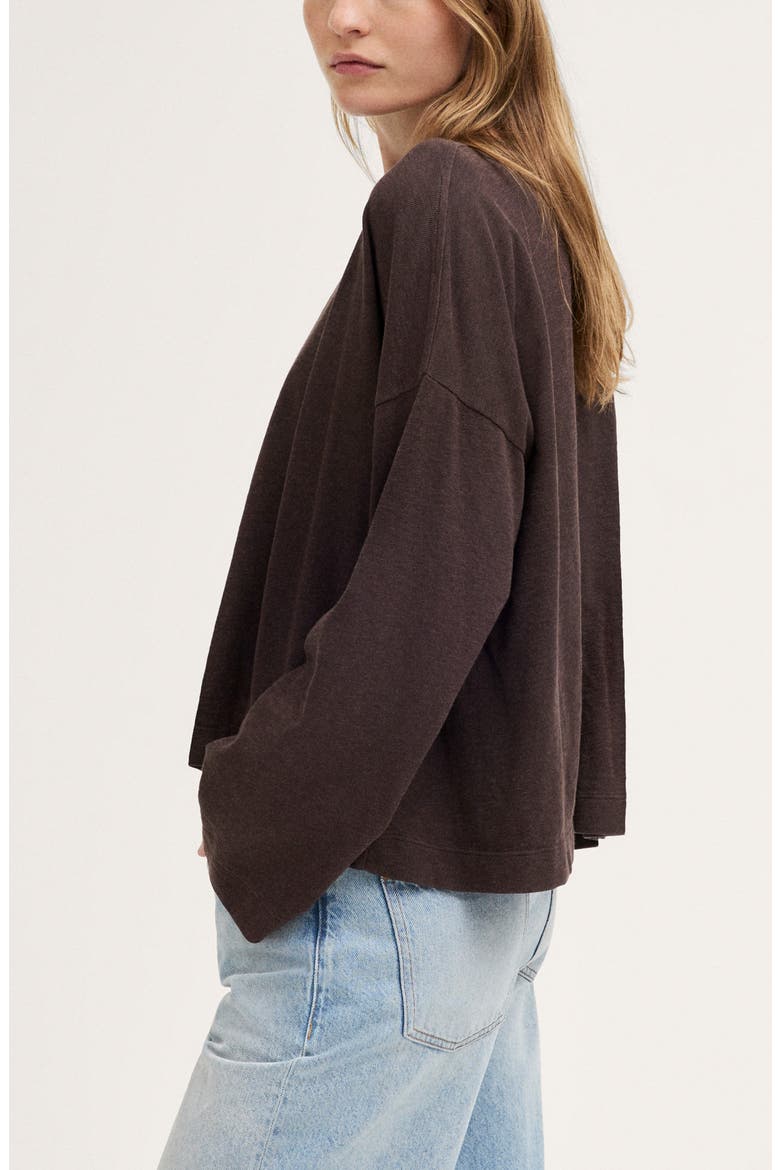 Sunday Slub Easy Crewneck Long Sleeve T-Shirt, Alternate, color, DARK COCOA