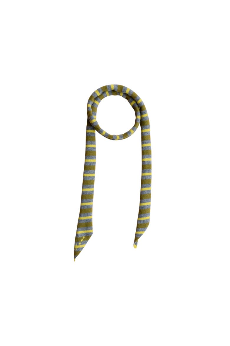 Merino Wool Neck Tie Scarf, Main, color, Green Stripe