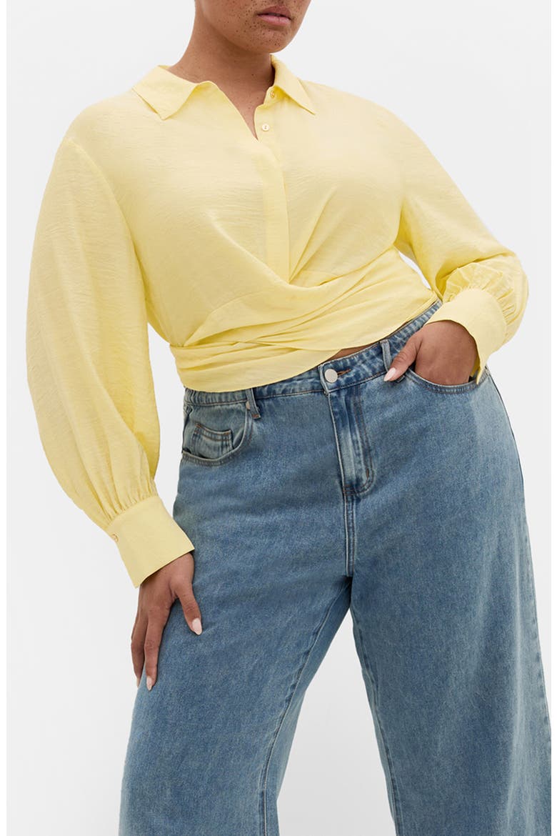 Rosabella Tie Hem Button-Up Shirt, Main, color, LEMON DROP