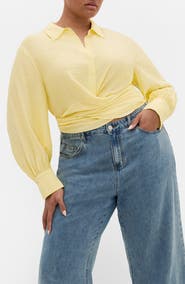 City Chic Rosabella Tie Hem Button-Up Shirt