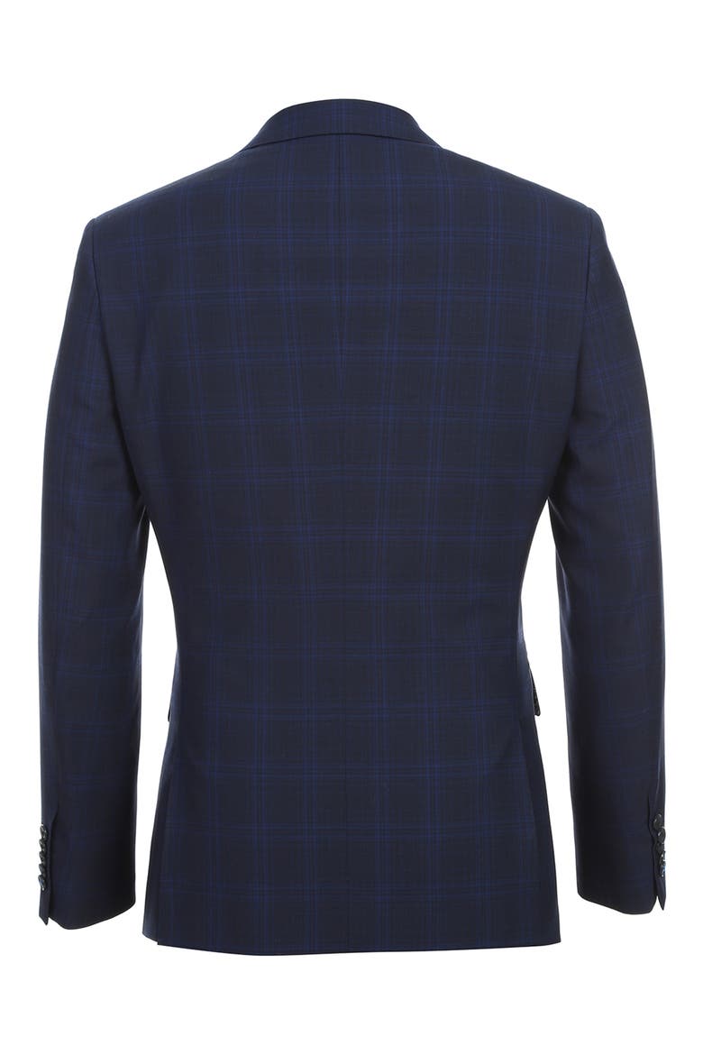 Plaid Trim Fit Wool Blend Two-Piece Suit, Alternate, color, BLUE