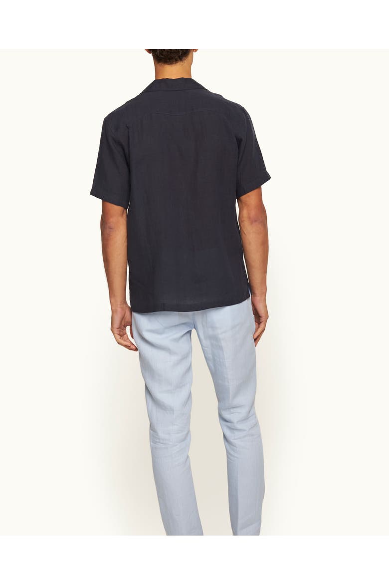 Maitan Lino Relaxed Fit Capri Collar Italian Linen Shirt, Alternate, color, Night Iris