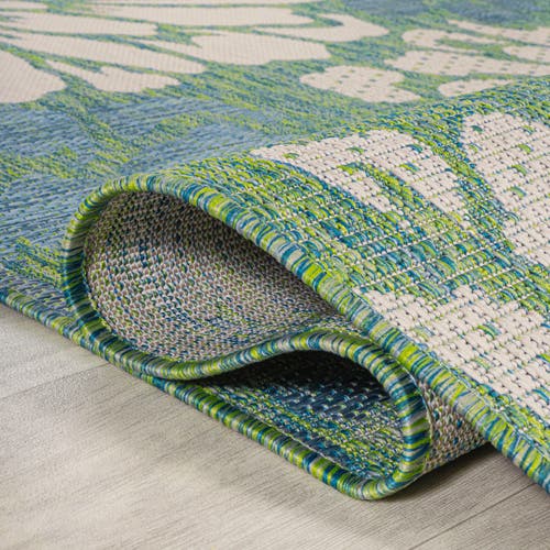 Jonathan Y Zinnia Modern Floral Textured Weave Octagon Indoor/outdoor Area Rug In Green
