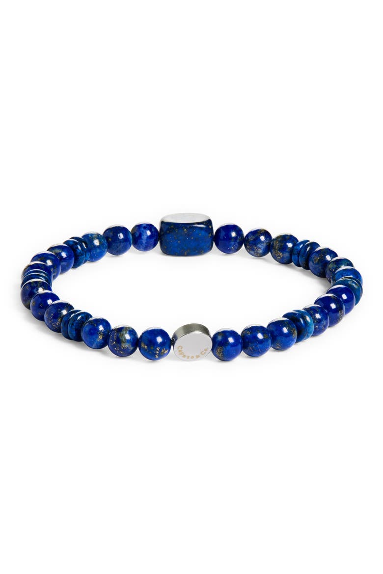 Men's Lapis Lazuli Beaded Stretch Bracelet, Main, color, LAPIS LAZULI