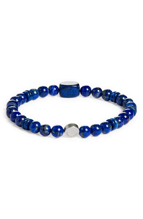 Men's Lapis Lazuli Beaded Stretch Bracelet