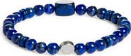 Caputo & Co. Men's Lapis Lazuli Beaded Stretch Bracelet