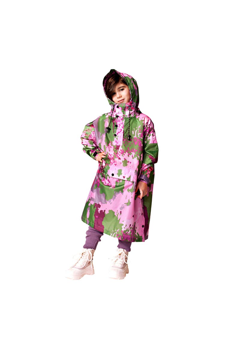 Kids Rain Poncho Digi Spring, Alternate, color, Pink