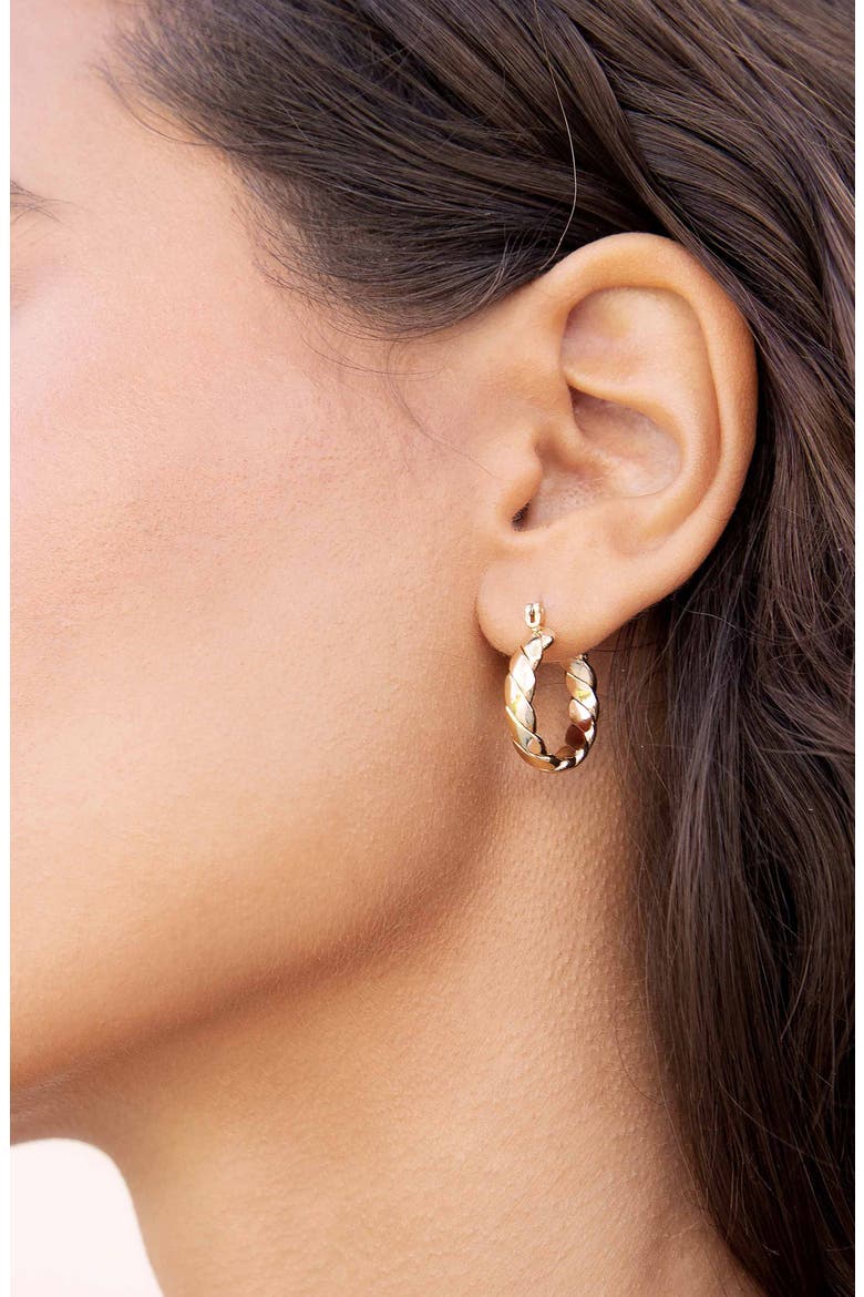 Textured Huggie Hoop Earrings, Alternate, color, GOLD