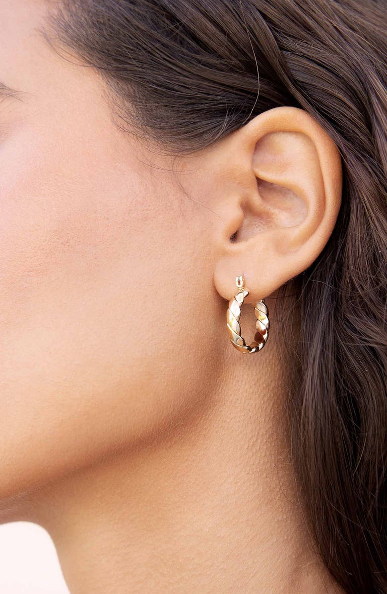 Ettika Textured Huggie Hoop Earrings, Alternate, color, Gold