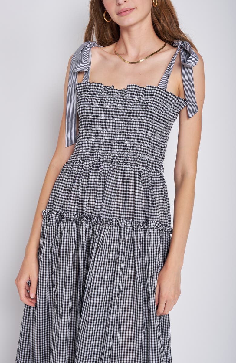 En Saison Gingham Smock Bodice Cotton Sundress, Alternate, color,