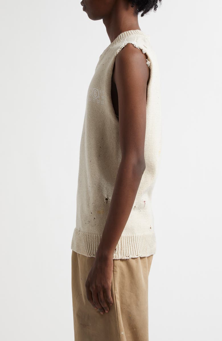 MM6 Maison Margiela Distressed Cotton Blend Sweater Vest, Alternate, color, 