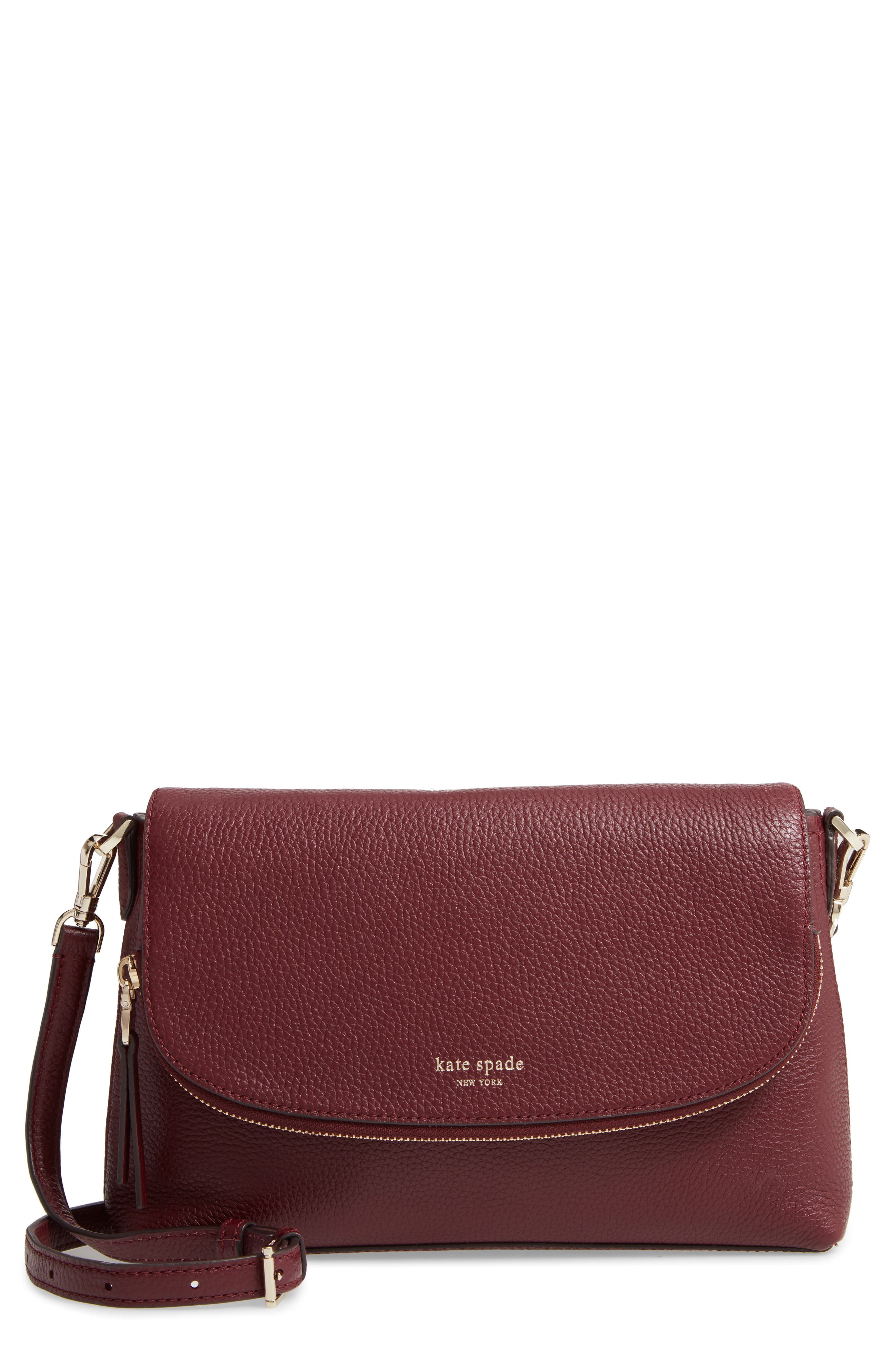 large polly leather crossbody bag, Main, color, CHERRYWOOD