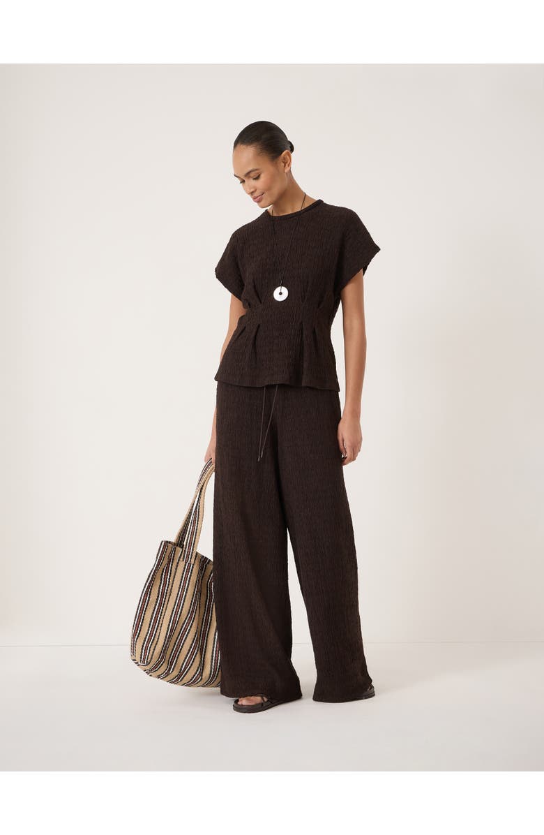 Hush Keira Textured Pleat Release Jersey Top, Alternate, color, Dark Brown