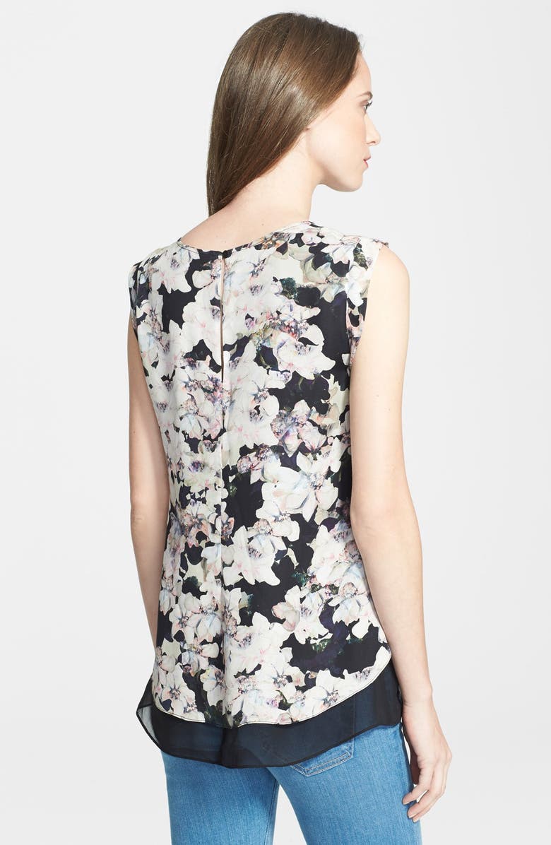 Rebecca Taylor 'Frosted Flower' Print Silk Top, Alternate, color,