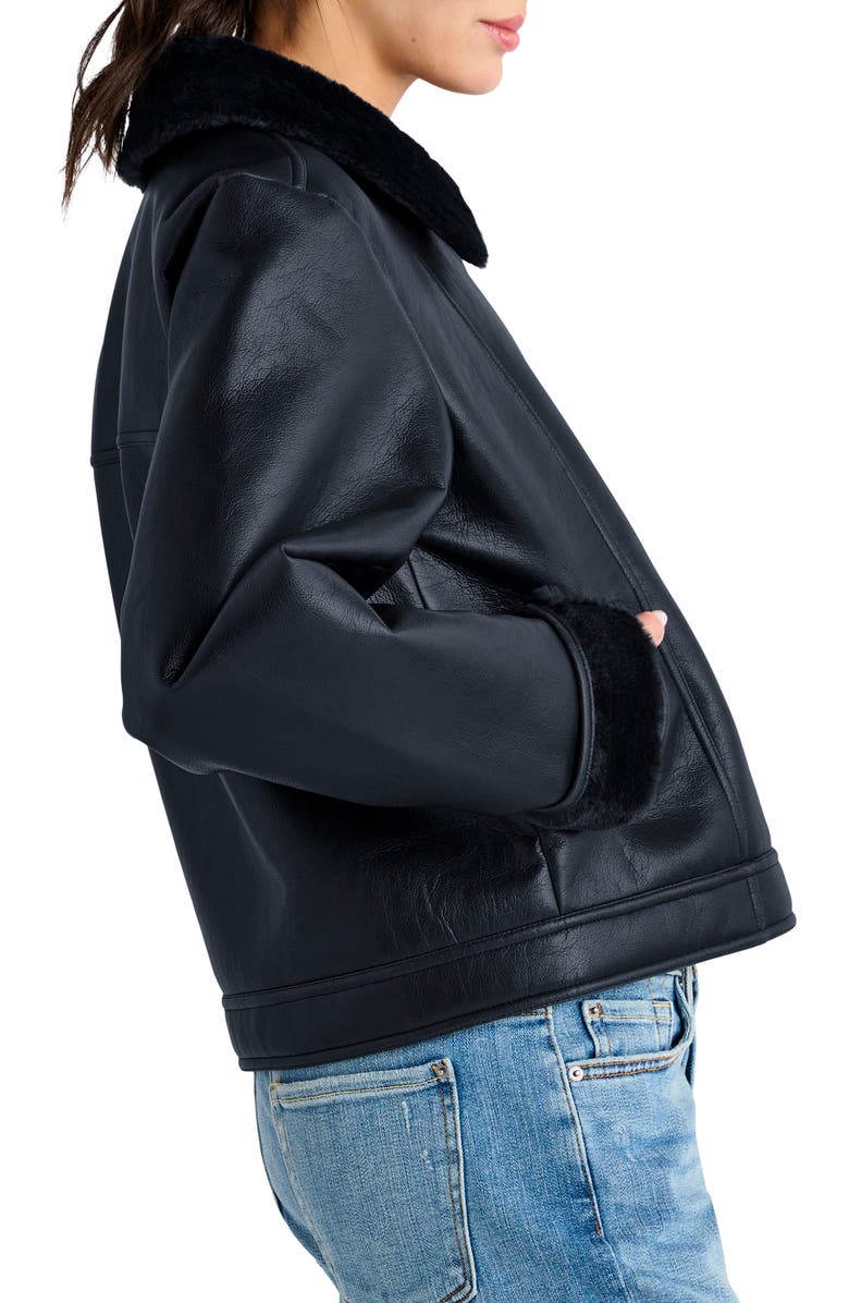 Splendid Faux Leather & Faux Shearling Moto Jacket, Alternate, color, 