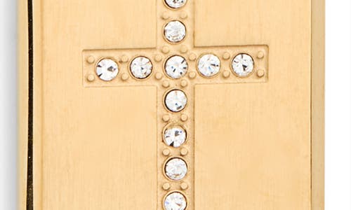 American Exchange Stainless Steel Cross Dog Tag Pendant Necklace In Gold