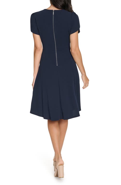 Calvin Klein Tulip Sleeve Fit & Flare Dress In Purple