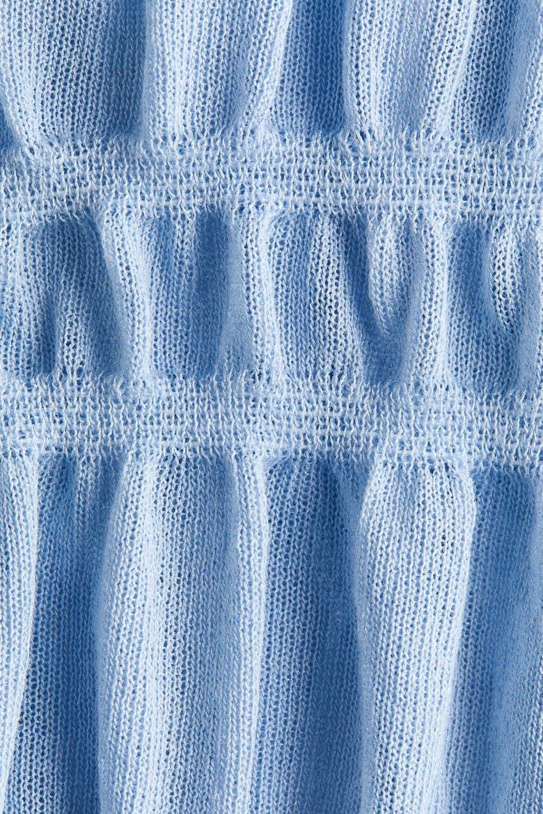 Smocked Fine-knit Top, Alternate, color, Light blue