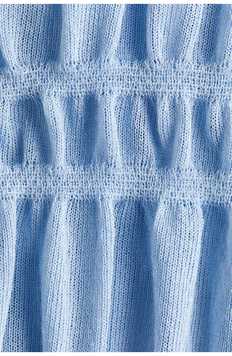 H&M Smocked Fine-knit Top, Alternate, color, Light Blue
