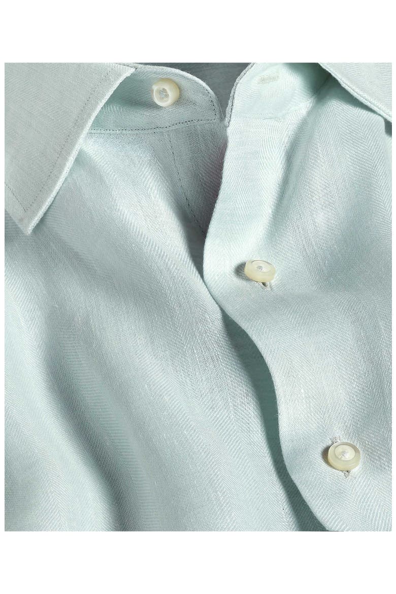 Trim Fit Linen Herringbone Dress Shirt, Alternate, color, MINT