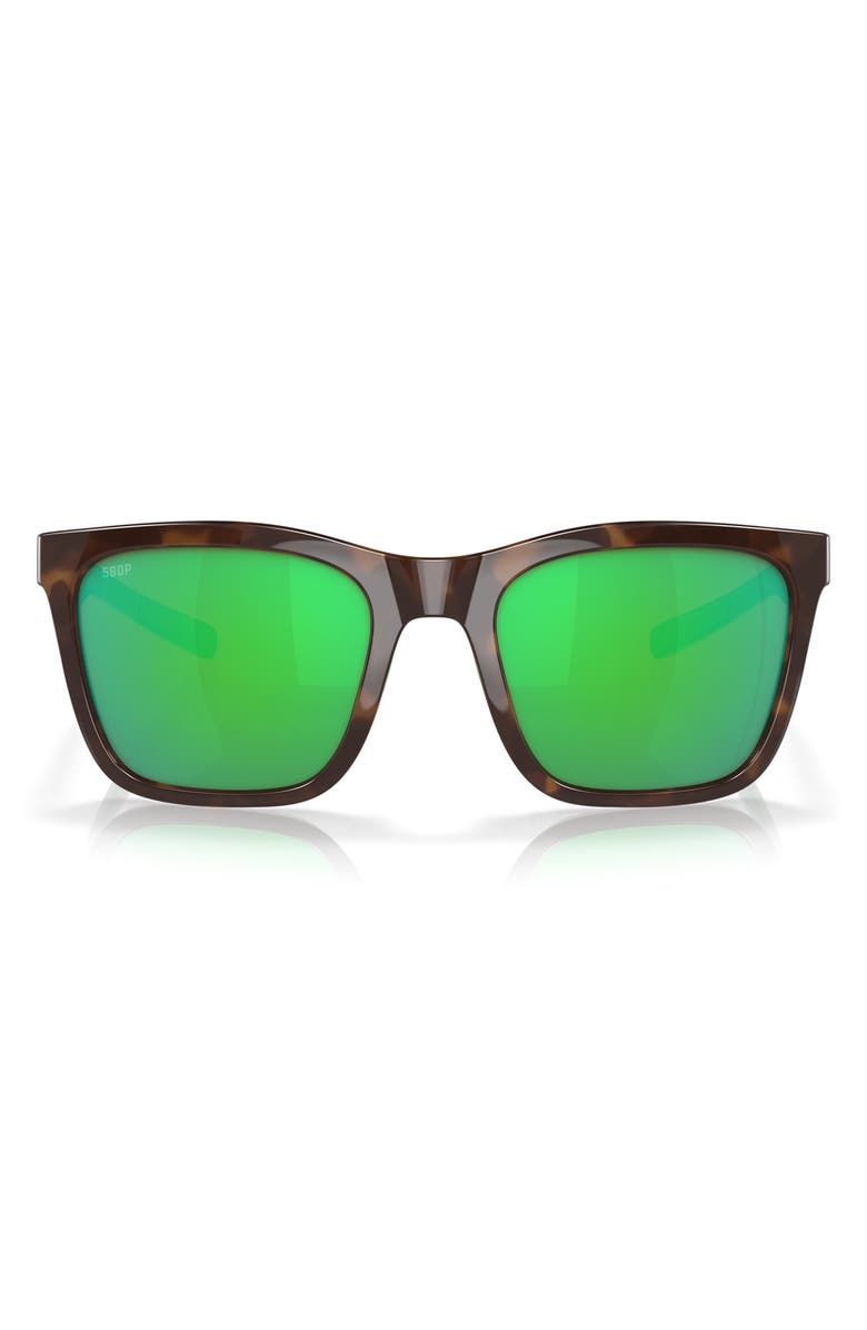 Costa Del Mar Panga 56mm Polarized Square Sunglasses, Main, color, Green Mirror