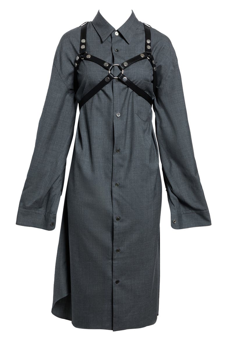 Tropical Wool Harness Shirtdress, Alternate, color, TOP GREY X BLACK