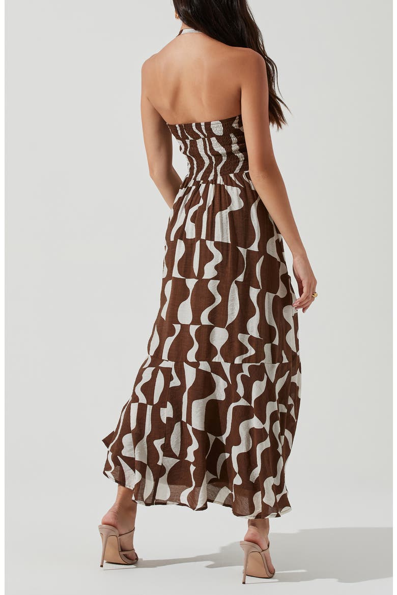 Mariella Maxi Halter Sundress, Alternate, color, BROWN WHITE ABSTRACT