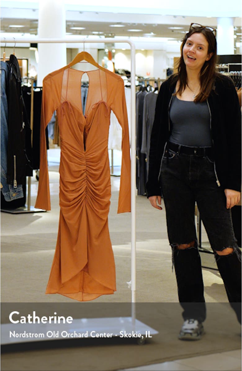 Reine Long Sleeve Silk Blend Cutout Midi Dress, sales video thumbnail